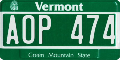 VT license plate AOP474