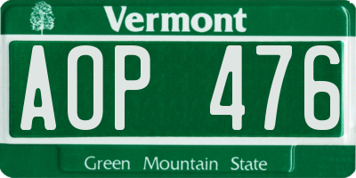 VT license plate AOP476