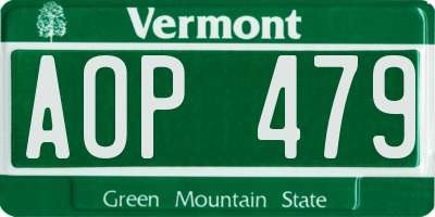 VT license plate AOP479