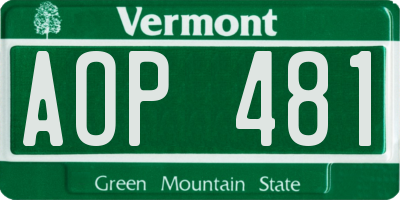 VT license plate AOP481