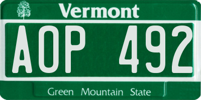 VT license plate AOP492
