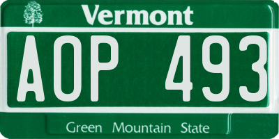 VT license plate AOP493
