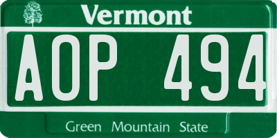 VT license plate AOP494