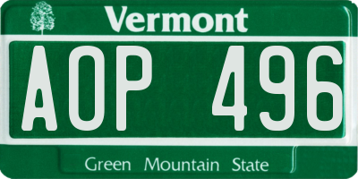 VT license plate AOP496