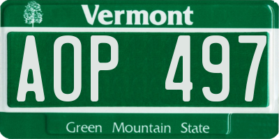 VT license plate AOP497