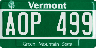 VT license plate AOP499