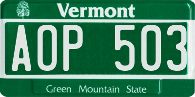 VT license plate AOP503