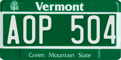 VT license plate AOP504