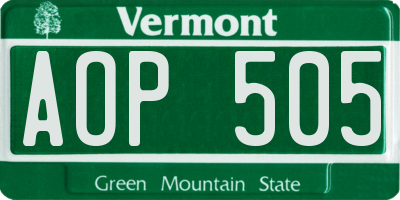 VT license plate AOP505