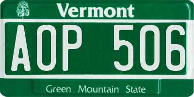 VT license plate AOP506