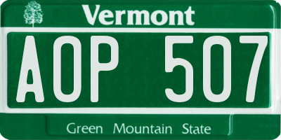 VT license plate AOP507