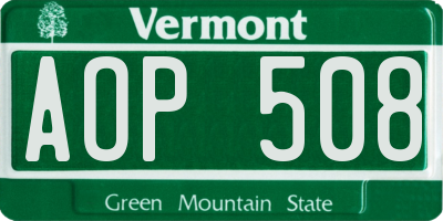 VT license plate AOP508