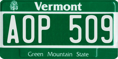 VT license plate AOP509