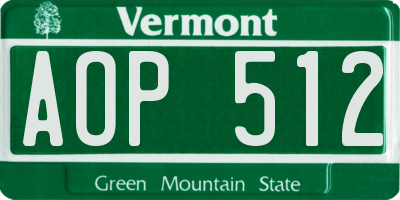 VT license plate AOP512