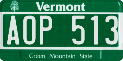 VT license plate AOP513