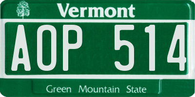 VT license plate AOP514