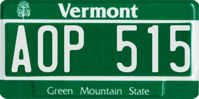 VT license plate AOP515