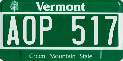 VT license plate AOP517