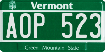 VT license plate AOP523