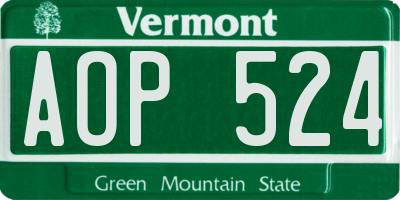 VT license plate AOP524