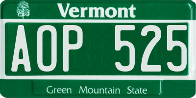 VT license plate AOP525