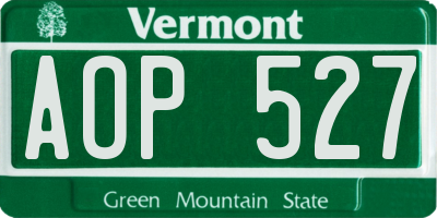 VT license plate AOP527
