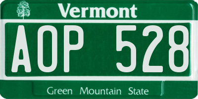 VT license plate AOP528
