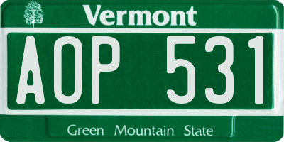 VT license plate AOP531