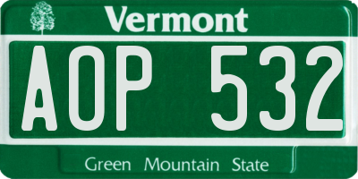VT license plate AOP532