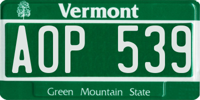 VT license plate AOP539