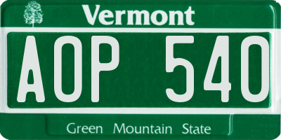 VT license plate AOP540