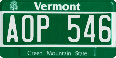 VT license plate AOP546