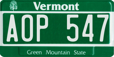 VT license plate AOP547