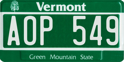 VT license plate AOP549
