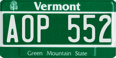VT license plate AOP552