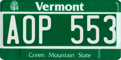 VT license plate AOP553