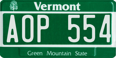 VT license plate AOP554