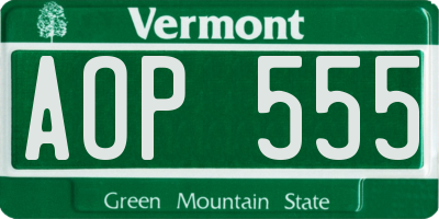 VT license plate AOP555