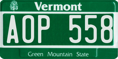 VT license plate AOP558