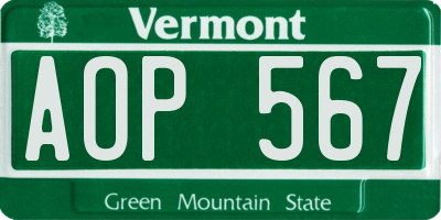 VT license plate AOP567
