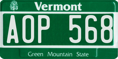 VT license plate AOP568