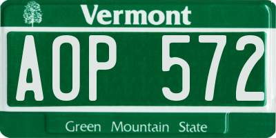 VT license plate AOP572