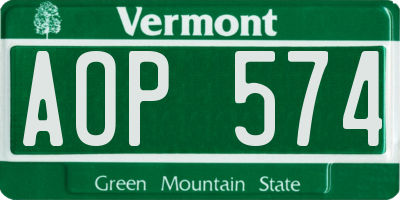 VT license plate AOP574