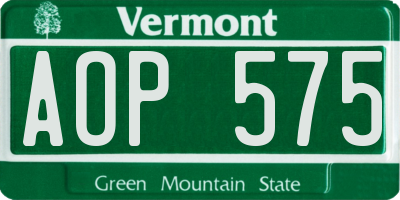 VT license plate AOP575