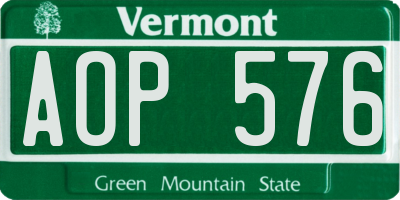 VT license plate AOP576