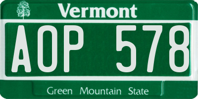 VT license plate AOP578