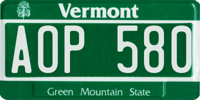 VT license plate AOP580