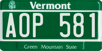 VT license plate AOP581