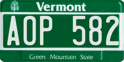 VT license plate AOP582