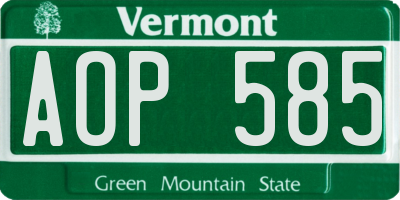VT license plate AOP585